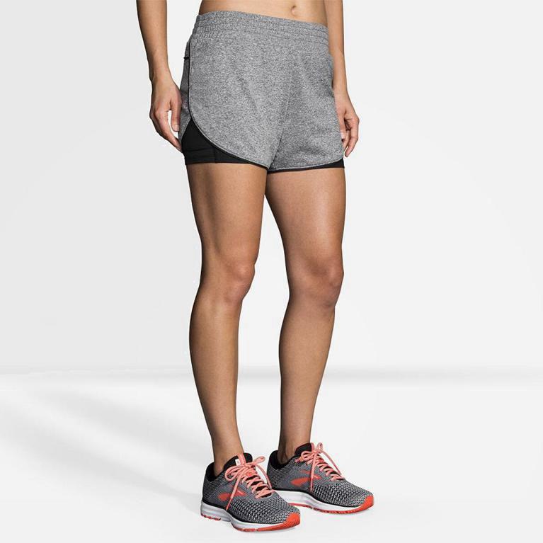 Brooks Rep 3 2-In-1 NZ - Women's Running Shorts - Grey (95012-TGOW)